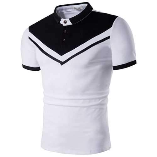 Mens Contrast Color Turndown Short Sleeve Golf Shirt