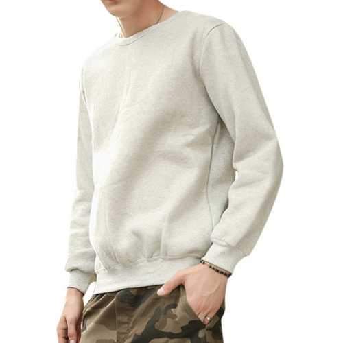 Mens Cotton Solid Long Sleeve Sweatshirt