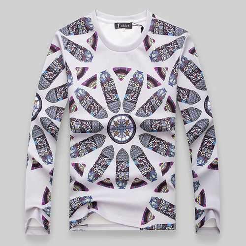 Mens Slim Fit Compass Printing O-Neck Sweatshirt