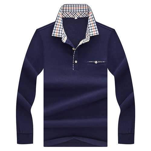Spring Fall Printed Collar Casual Business Golf Shirt