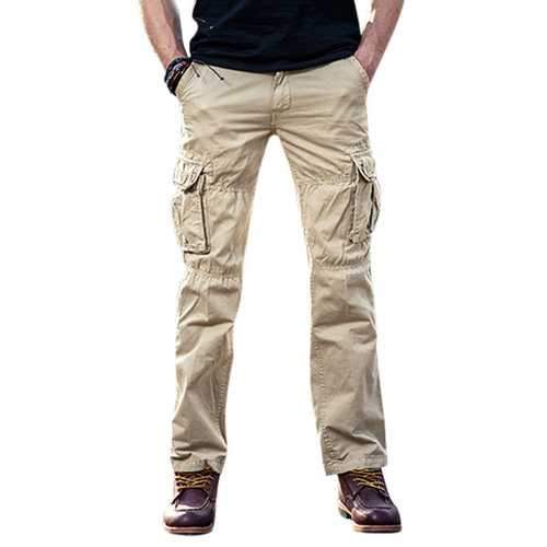 Mens Cotton Cargo Pants Outdoor Trousers with Muti-Pockets