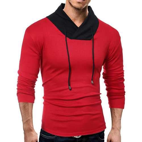 Mens Tough Style Contrast Color Long-Sleeved T-Shirt