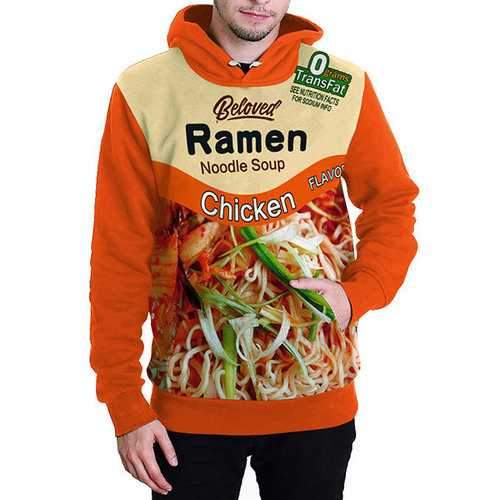 Mens Fashion 3D Food Pattern Printed Hoodies