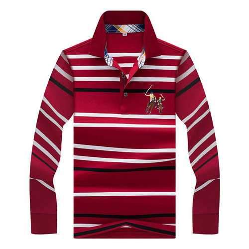 Embroidery Striped Printed Casual Golf Shirt