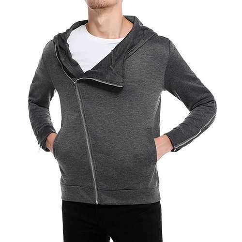 Mens Stylish Oblique Zip Up Hoodies