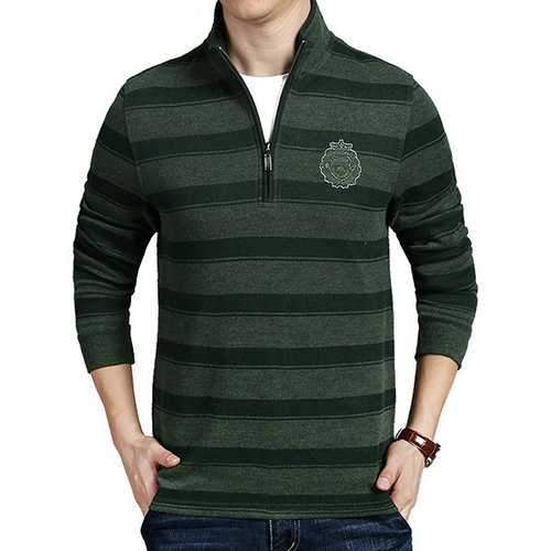 Half-cardigan Striped Casual Business Sweatshirt