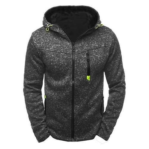 Mens Fashion Casual Solid Thicken Zip Up Hoodie