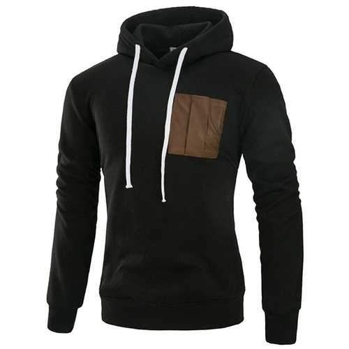 Mens Fashion Casual Solid Long Sleeve Hoodie