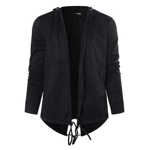 Mens Mid-long Solid Color Hoodies