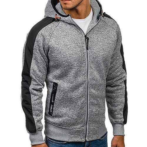 Mens Fashion Casual Long Sleeve Zip Up Hoodie