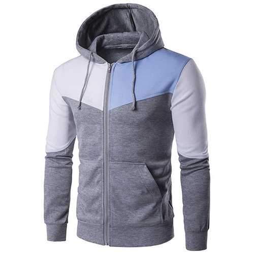 Mens Hit Color Zip Up Hoodies