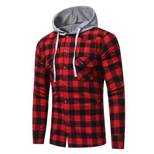 Plaid Printing Casual Hoodies Shirts