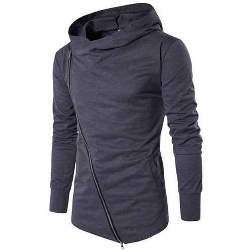 Mens Diagonal Zip Up Hoodies