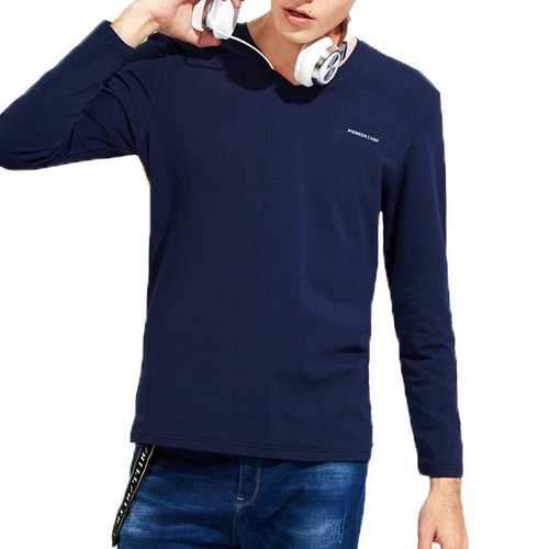 Mens Soild V-neck Cotton T-shirt