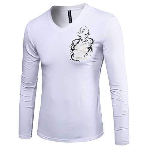 Mens Printed V-Neck T-shirt