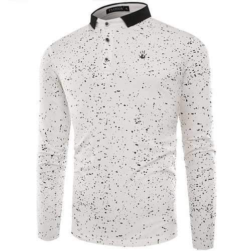 Wave Point Printed Cotton Golf Shirt
