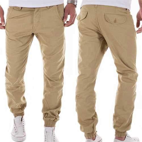 100%Cotton Solid Color Casual Pants