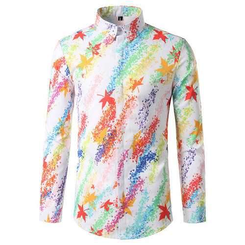 Men 3D Maple Leaves Printing Shirt