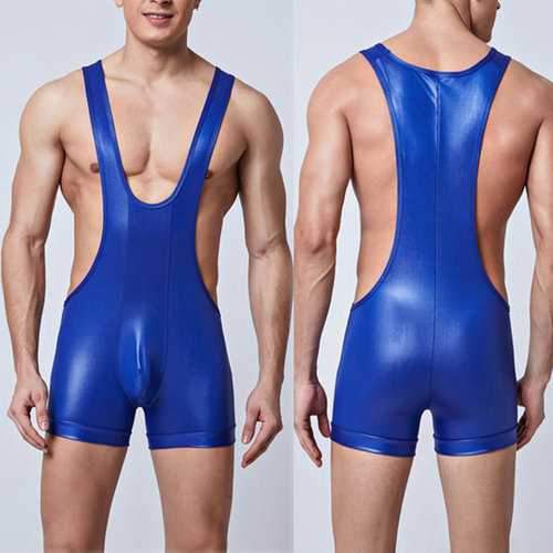 Faux Leather Wrestling Suit
