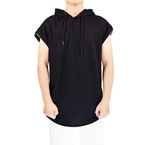 100% Cotton Breathable Zipper Design Hooded T Shirts