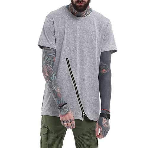 Mens Zipper Design Cotton T Shirts