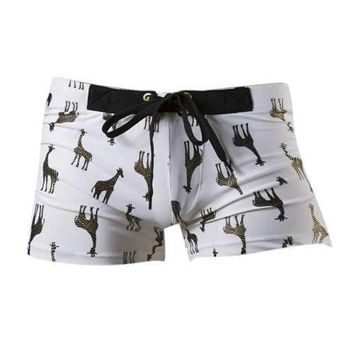 Men Drawstring Printing Swimwear