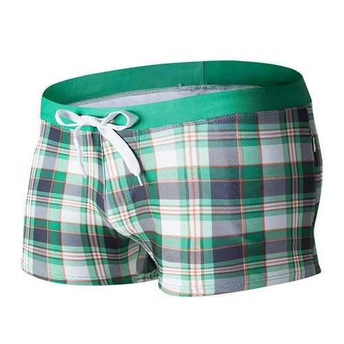 Men Checked Drawstring Swimwear