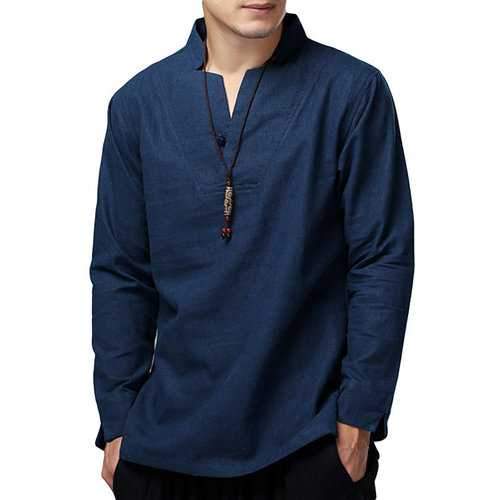 Vintage Chinese Style Cotton Linen T Shirt