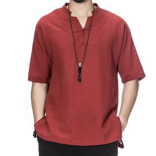Chinese Style Cotton Linen Loose T Shirts