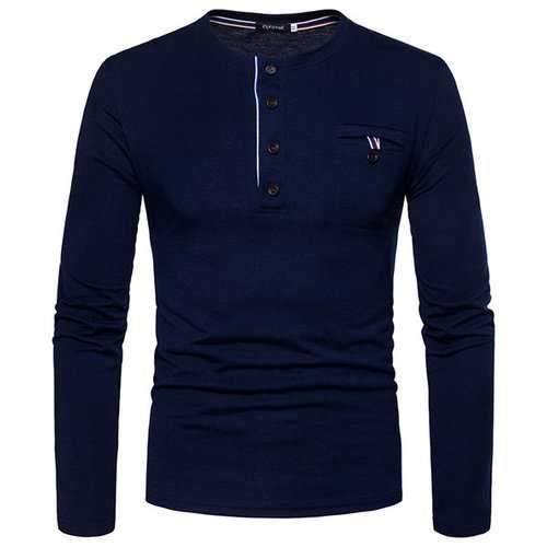 Mens Buttons Design Casual T Shirt