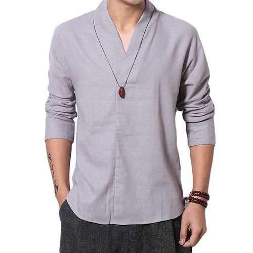 Vintage Chinese Style Linen Loose T Shirts