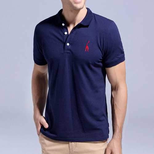 Deer Embroidery Business Casual Golf Shirt