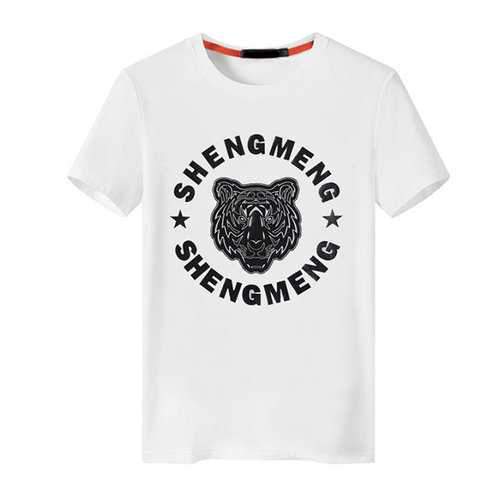 3D Tiger Printed Cotton T Shirts