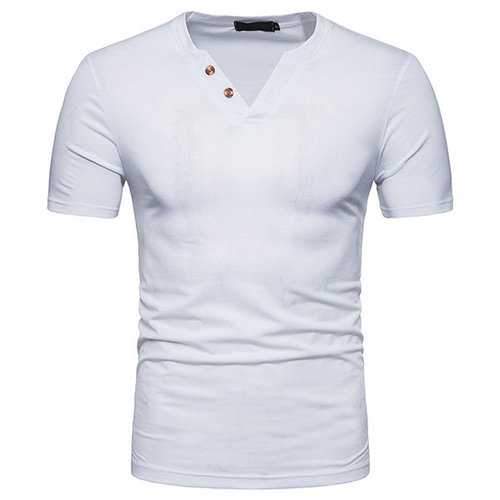 Mens Button Design Cotton T Shirt