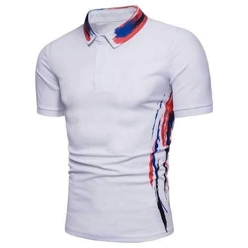 Graffiti Printed Slim Casual Golf Shirt
