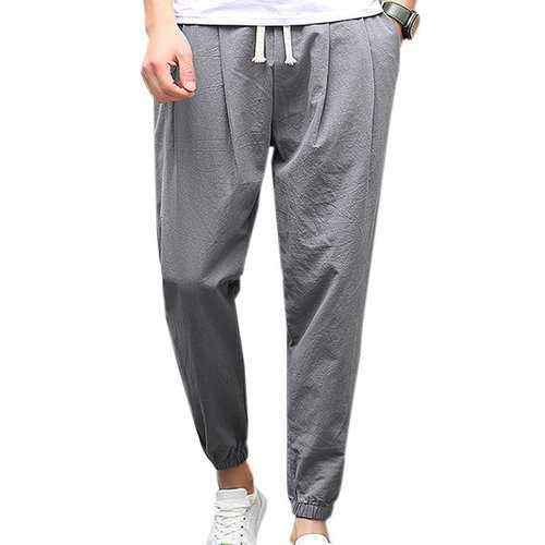 Breathable Cotton Drawstring Casual Pants