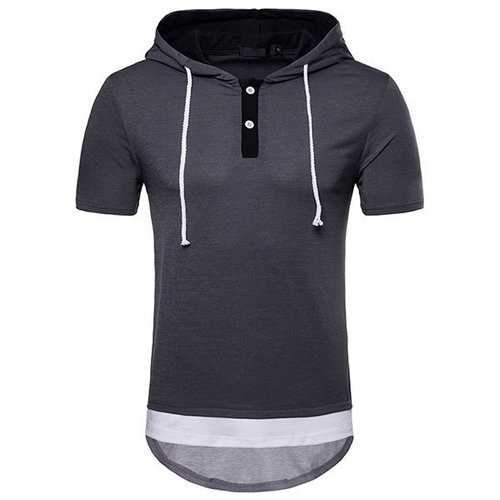 Mens Hooded Irregular Hem T Shirts