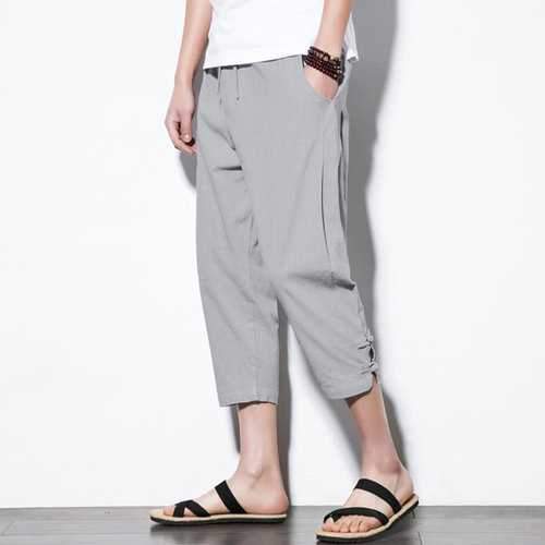 Calf Length Drawstring Casual Pants