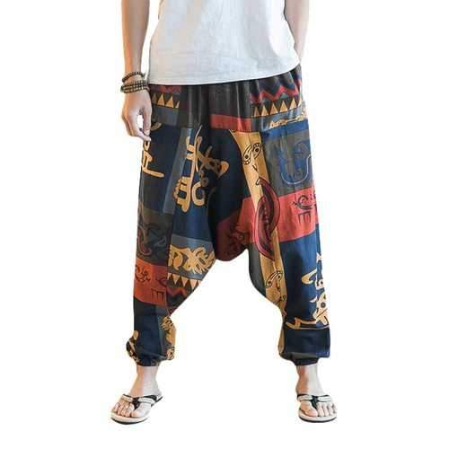 Ethnic Style Printed Baggy Harem Pants