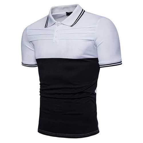 Stylish Patchwork Casual Polo Shirt