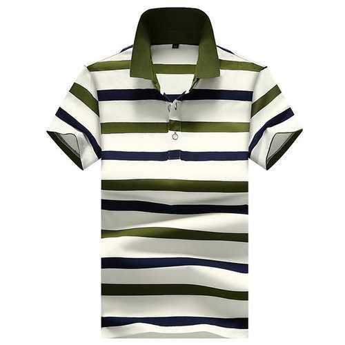 Turn-down Collar Business Casual Striped Golf Shirts