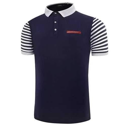 Patchwork Striped Printed Casual Polo Shirt