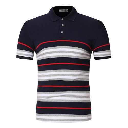 Striped Printed Slim Fit Casual Golf Shirt