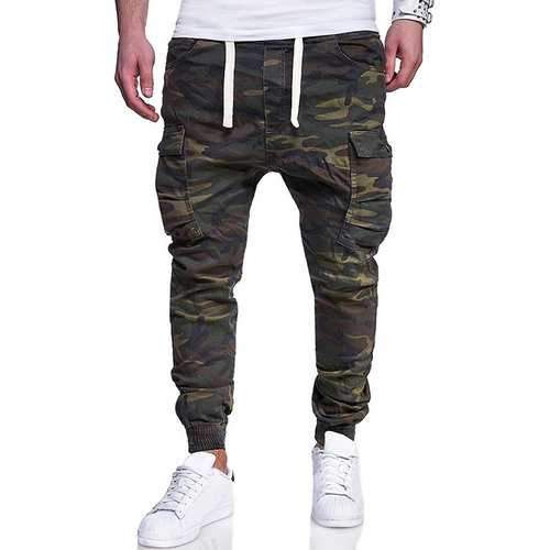 Camo Prnted Multi-pocket Cargo Pants