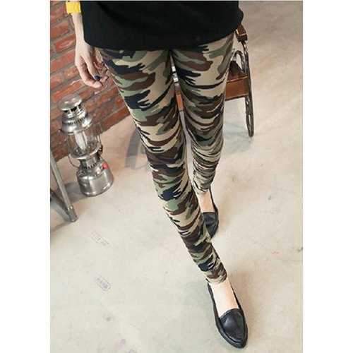 Color Block Modern Style Slimming Camouflage Pattern Women's Leggings - Camo One Size