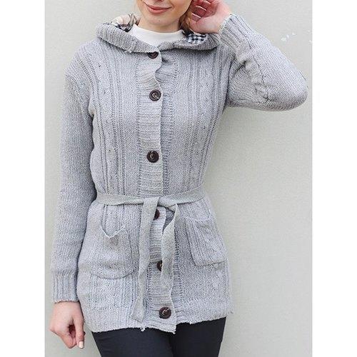 Women's Long Sleeve Hoodie Coat Cardigans trench Sweater - Gray One Size